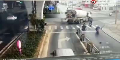 Cement Truck Taking Life On Chinese Road