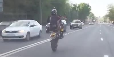 A Poor Cyclist, Blames His Motorcycle