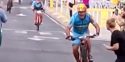 Reckless Woman Ruins Cycle Race In Spain
