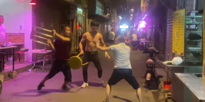 Street Fight With Chairs & Bottles Breaks Out In China