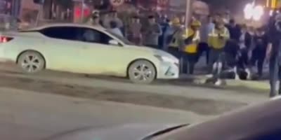 Argument Of Drunk Chinese Couple Ends With Fender Bender