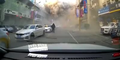 Moment of explosion that destroyed several buildings in Shenyang, Liaoning Province, China