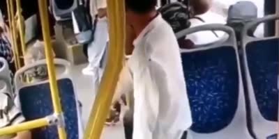 crazy man inside bus