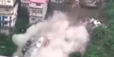 An eight-story building has collapsed due to a landslide in Shimla, India