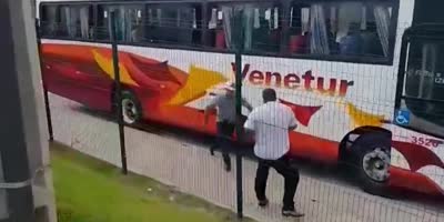 Cowboy Bodyslammed By Bus Driver In Brazil