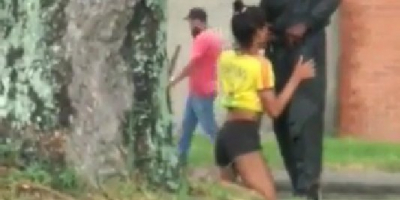 Young street whore sucking dick in public