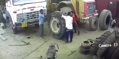 Tire explosion.