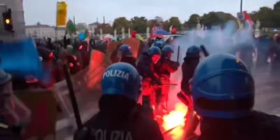 Clashes With Police In Italy