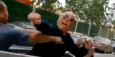 Bald Man Fights VS Two In Road Rage Confrontation