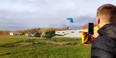 Hard Landing Of Parachutist In Russia
