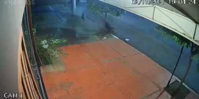 Biker  Pushed Against The Pole
