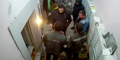 Russia: Workers Fixing Elevator Attacked For Making Noise