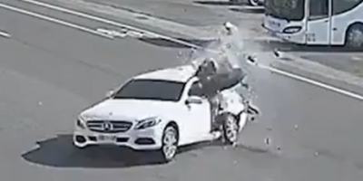 Biker Becomes One With Mercedes