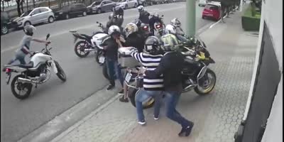 Gang Of Bikers Size Motorcycle In Broad Daylight In Brazil