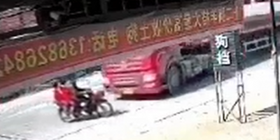 Moto Threesome Destroyed By Red Truck In China