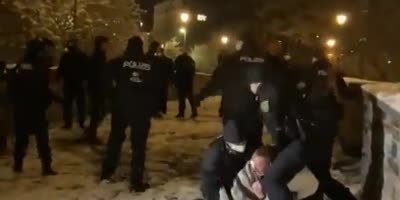 German police beating anti mandate protestors to protect them from the virus