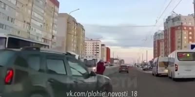 Distracted Woman On Phone Hit By Car In Russia