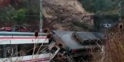 Mudslide Takes Out A Train!