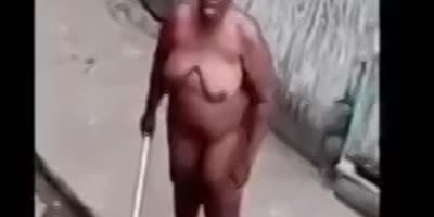 Angry Naked BBW Outside in Africa