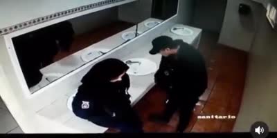 Horny Officers Damage The Bathroom