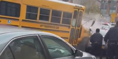 Stolen School Bus Used As Battering Ram To Escape Police!