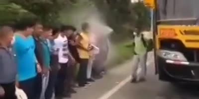 Preparing To Ride A Bus In Ecuador