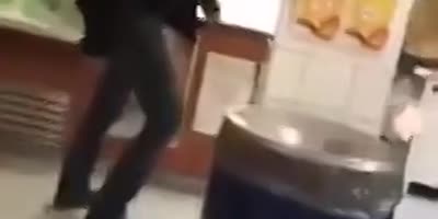 2 Drunk Guys Fight In Take Away Restaurant.