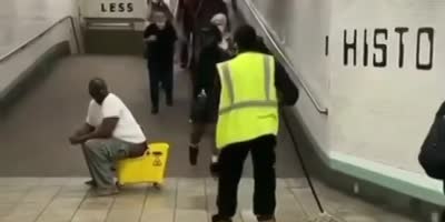 Homeless Man Shits in Janitor’s Bucket