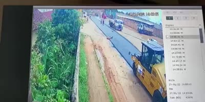 Guy Ran Over By Steamroller