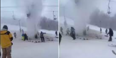 Pipe bursts under lift, blasting skiers with freezing-cold water