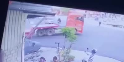 Cyclist Flattened By Cement Truck In China