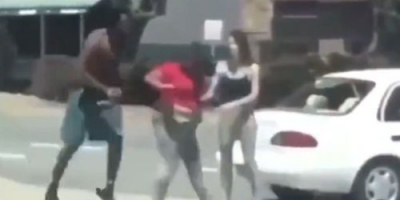 Fat chick beat up by big Black dude