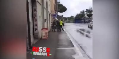 brawl between immigrants in Italy