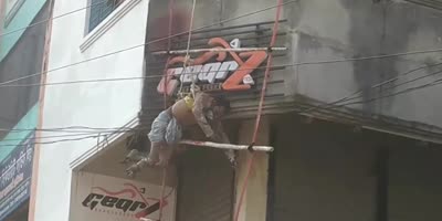 Worker Is In Critical Condition Zapped By Live Wire In India