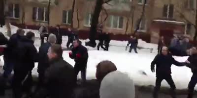 Mass Fight Of Soccer Fans In Moscow