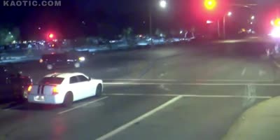 Car crash saves family crossing the street
