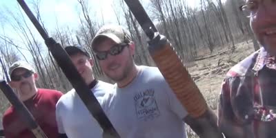 Cutting Down A Tree With 6 Shotguns Lol!