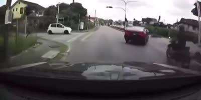 When Two Motorbikes Meet A Car.