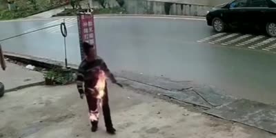 Worker Catches Fire But Good Chinese Samaritans Save His Burning  Ass