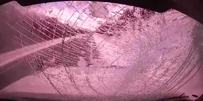 Ohio: ice shatters windshield of snow plow truck