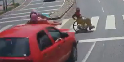 Red Car Changes Plans Of The Disabled Guy
