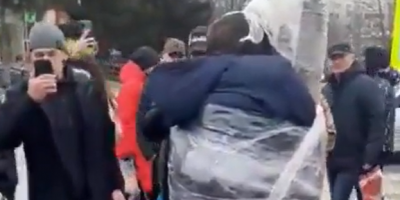 Looter Taped To The Pole In Ukraine