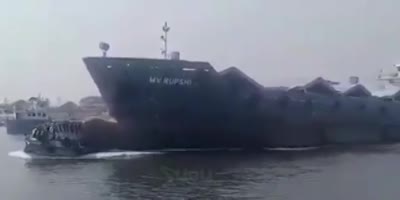 A cargo ship crashed into a ferry in Bangladesh