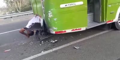 Very Lucky Biker Survives Rear End In Colombia