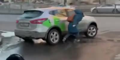 When the moron leaves the scene of the accident