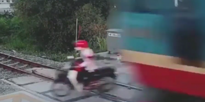 Biker Destroyed At Train Crossing