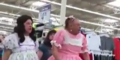 Elderly Men Dressed As Little Girls Shop At Walmart.