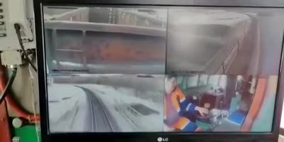 Man Stumbles & Falls On Tracks Seconds Before The Train Gets Him In Russia