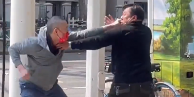 Chinese Drivers Fight Next To Traffic Inspectors