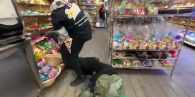 Argument Between Store Employee And A Customer Ends With Customer Getting His Head Stomped.